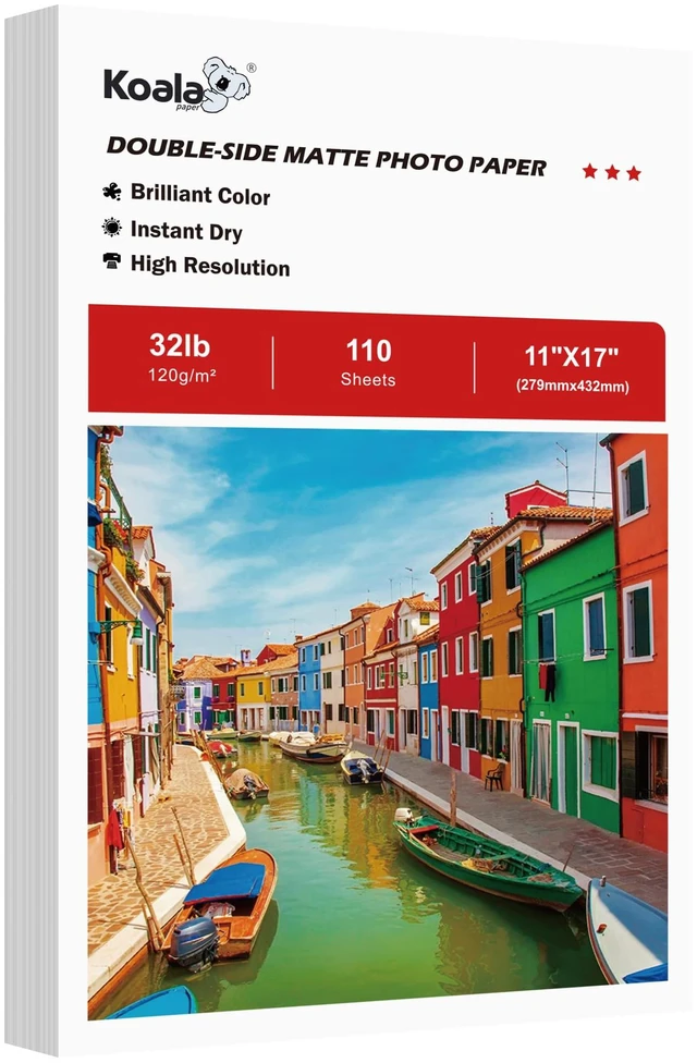 Main image of Double Sided Thin Matte Printer Paper 11x17 Inch 32LB 110 Sheets for Presentation, Books Printing, Compatible with Inkjet Printer, 120gsm