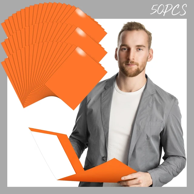 Alt view image 3 of 6 - 50 Pcs 2 Pocket Glossy Paper Folders Glossy Paper Laminated Portfolios, Letter Size, Presentation Folders with Pockets for Office Teacher Worker Supplies (Orange)