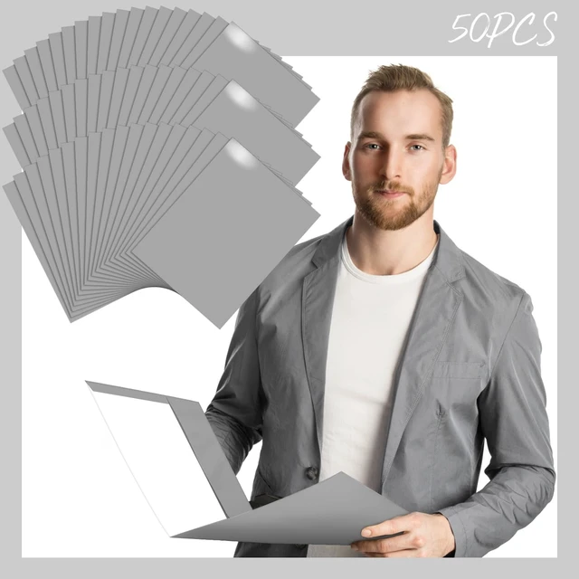 Alt view image 3 of 6 - 50 Pcs 2 Pocket Glossy Paper Folders Glossy Paper Laminated Portfolios, Letter Size, Presentation Folders with Pockets for Office Teacher Worker Supplies(Gray)