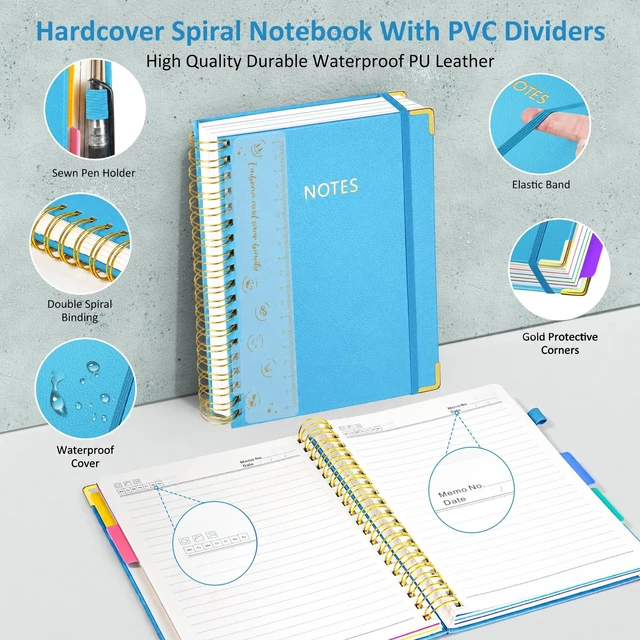 Alt view image 2 of 7 - Hardcover Multi Subject Spiral Notebook with Tabs, Large B5 for Work Lake 300-Page College Ruled B5 Journal with Removable Dividers, Thick Paper, Tabbed Notebook for School and Office