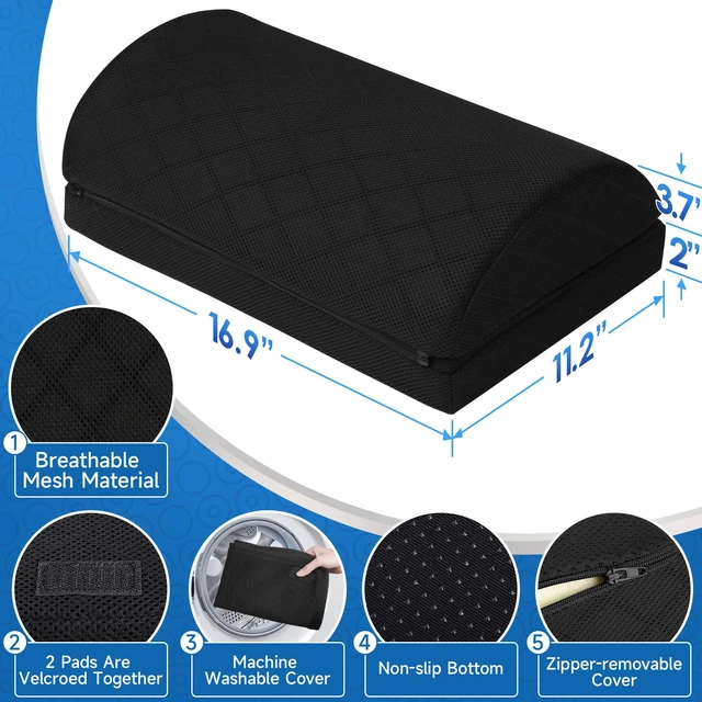 Alt view image 2 of 7 - Foot Rest for Under Desk at Work, Black-16.9 in 2-Height Adjustable Foot Stool for Office and Home, Office Desk Accessories, Ergonomic Foot Support