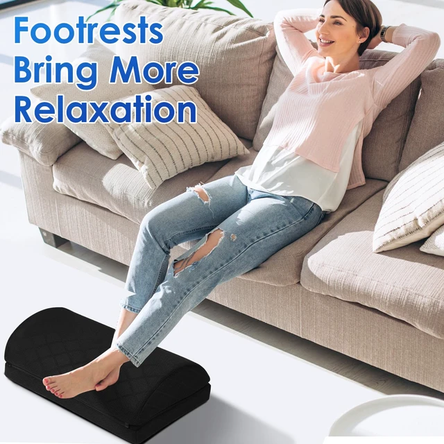 Alt view image 6 of 7 - Foot Rest for Under Desk at Work, Black-16.9 in 2-Height Adjustable Foot Stool for Office and Home, Office Desk Accessories, Ergonomic Foot Support