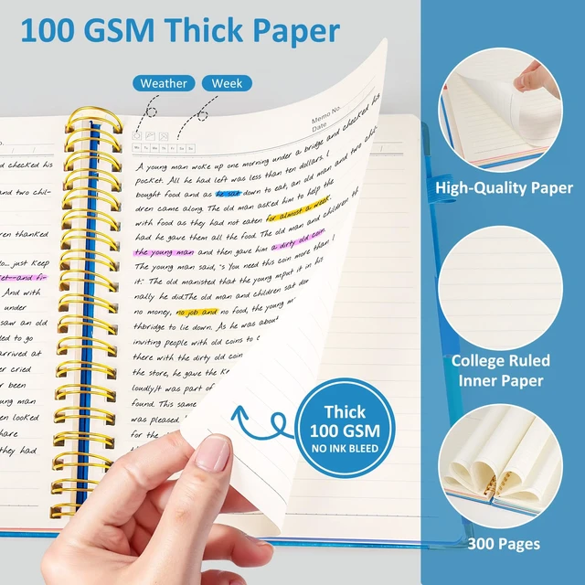 Alt view image 5 of 7 - Hardcover Multi Subject Spiral Notebook with Tabs, Large B5 for Work Lake 300-Page College Ruled B5 Journal with Removable Dividers, Thick Paper, Tabbed Notebook for School and Office