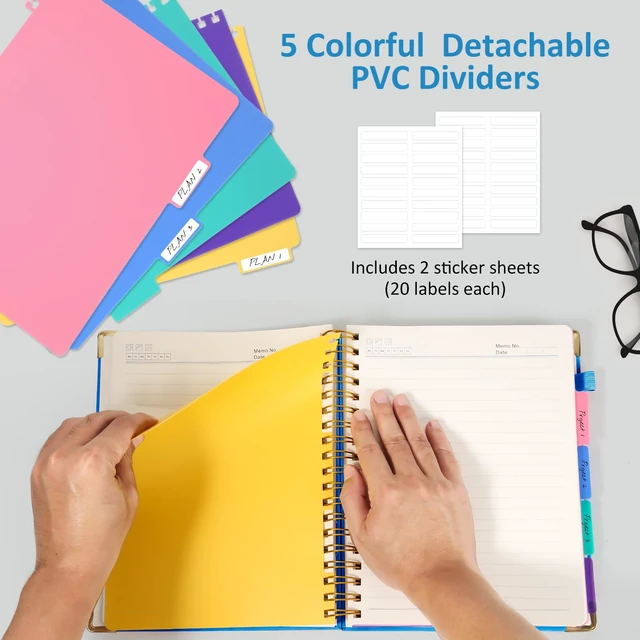 Alt view image 4 of 7 - Hardcover Multi Subject Spiral Notebook with Tabs, Large B5 for Work Lake 300-Page College Ruled B5 Journal with Removable Dividers, Thick Paper, Tabbed Notebook for School and Office