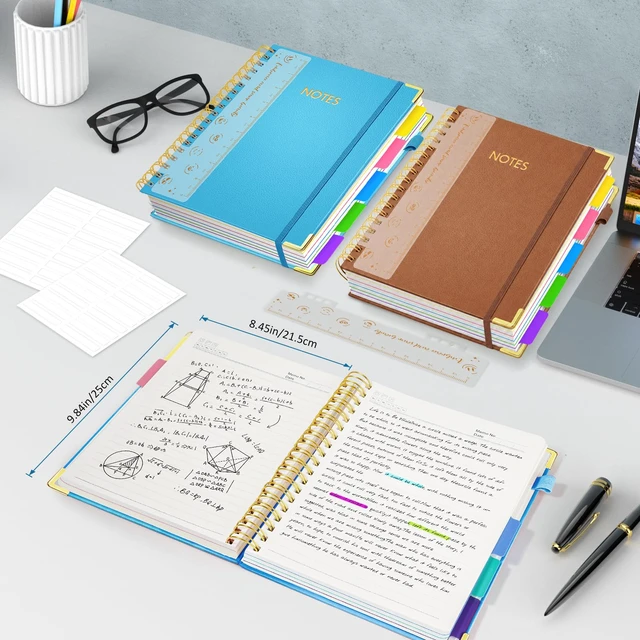 Alt view image 6 of 7 - Hardcover Multi Subject Spiral Notebook with Tabs, Large B5 for Work Lake 300-Page College Ruled B5 Journal with Removable Dividers, Thick Paper, Tabbed Notebook for School and Office