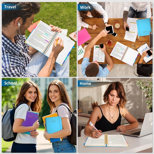 Alt view image 7 of 7 - Hardcover Multi Subject Spiral Notebook with Tabs, Large B5 for Work Lake 300-Page College Ruled B5 Journal with Removable Dividers, Thick Paper, Tabbed Notebook for School and Office