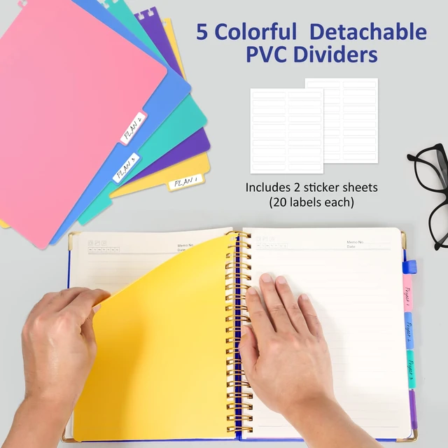 Alt view image 4 of 7 - Hardcover Multi Subject Spiral Notebook with Tabs, Large B5 for Work Blue 300-Page College Ruled B5 Journal with Removable Dividers, Thick Paper, Tabbed Notebook for School and Office