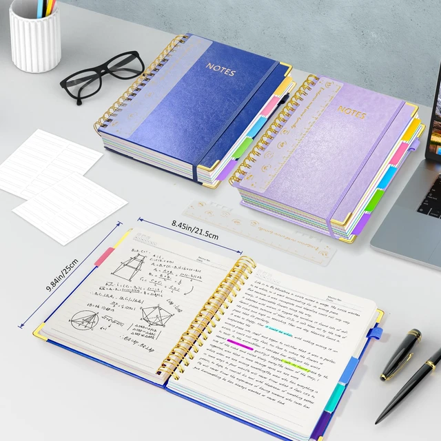 Alt view image 6 of 7 - Hardcover Multi Subject Spiral Notebook with Tabs, Large B5 for Work Blue 300-Page College Ruled B5 Journal with Removable Dividers, Thick Paper, Tabbed Notebook for School and Office