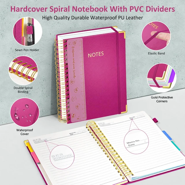 Alt view image 2 of 7 - Hardcover Multi Subject Spiral Notebook with Tabs, Large B5 for Work 300-Page College Ruled B5 Journal with Removable Dividers, Thick Paper, Tabbed Notebook for School and Office