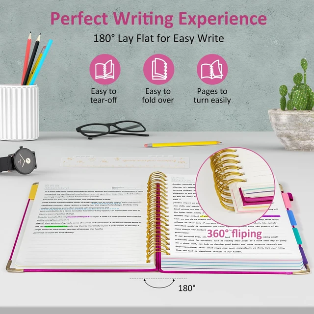 Alt view image 3 of 7 - Hardcover Multi Subject Spiral Notebook with Tabs, Large B5 for Work 300-Page College Ruled B5 Journal with Removable Dividers, Thick Paper, Tabbed Notebook for School and Office