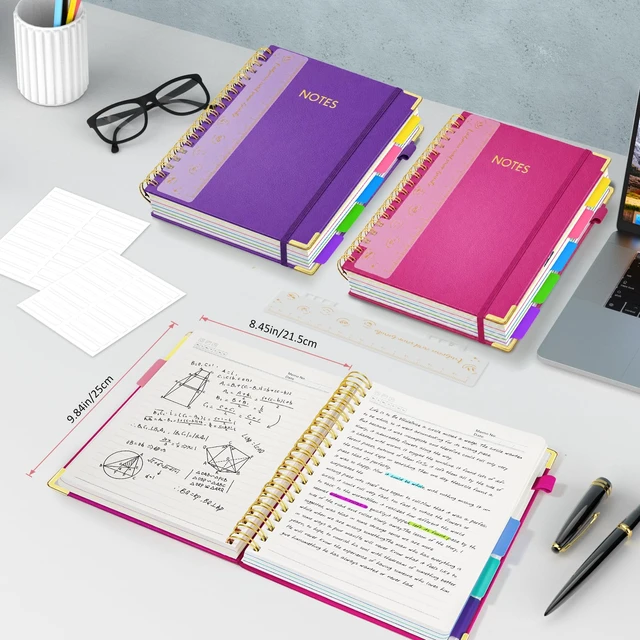 Alt view image 6 of 7 - Hardcover Multi Subject Spiral Notebook with Tabs, Large B5 for Work 300-Page College Ruled B5 Journal with Removable Dividers, Thick Paper, Tabbed Notebook for School and Office