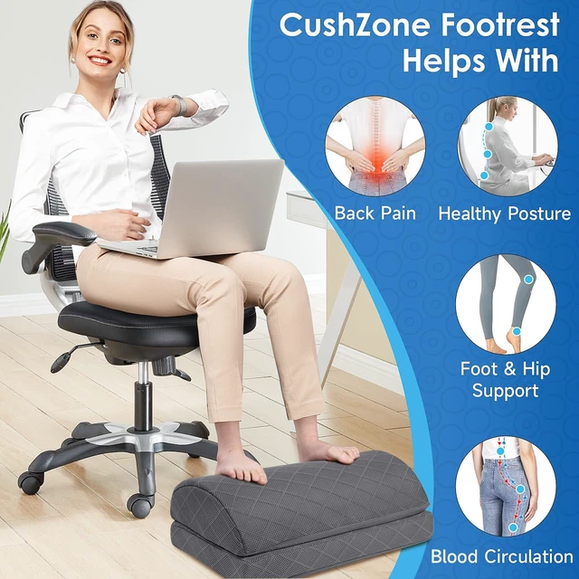 Alt view image 4 of 7 - Foot Rest for Under Desk at Work, Grey-16.9 in 2-Height Adjustable Foot Stool for Office and Home, Office Desk Accessories, Ergonomic Foot Support