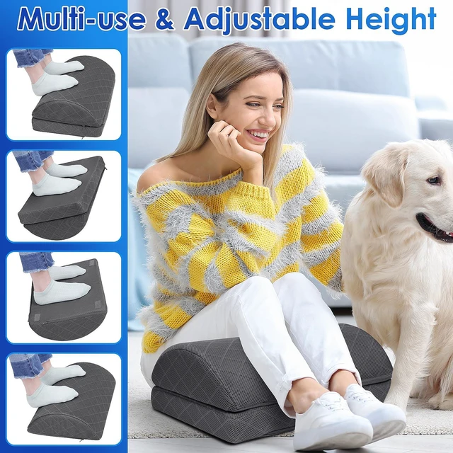 Alt view image 5 of 7 - Foot Rest for Under Desk at Work, Grey-16.9 in 2-Height Adjustable Foot Stool for Office and Home, Office Desk Accessories, Ergonomic Foot Support