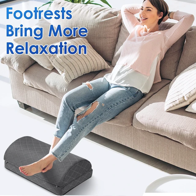 Alt view image 6 of 7 - Foot Rest for Under Desk at Work, Grey-16.9 in 2-Height Adjustable Foot Stool for Office and Home, Office Desk Accessories, Ergonomic Foot Support