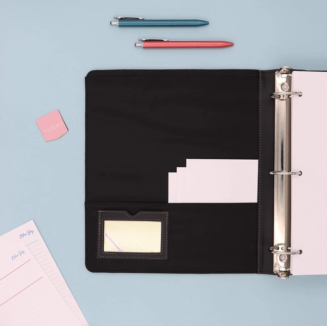Alt view image 4 of 6 - ProView Legacy Black 3 Ring Binder, Letter Size, 1.5", Textured Faux Leather Cover, Built in Pockets, Holds 265 Sheets (10040)