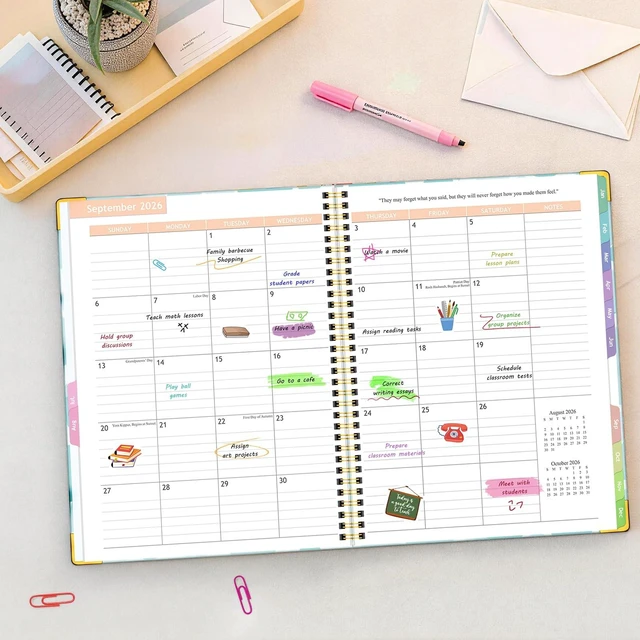 Alt view image 7 of 7 - Teacher Planner 2026-2027, Teacher Lesson Planner 14 Checklist, 8.5" x 11" July 2026-June 2027 Academic Year with Colorful Monthly Tabs, Teacher Calendar Book for School, Spiral Bound Planner, Square