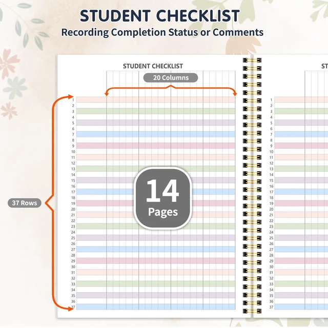 Alt view image 4 of 7 - Teacher Planner 2026-2027, Teacher Lesson Planner 14 Checklist, 8.5" x 11" July 2026-June 2027 Academic Year with Colorful Tabs, Teacher Calendar Book for School, Spiral Bound Planner, Red Flower