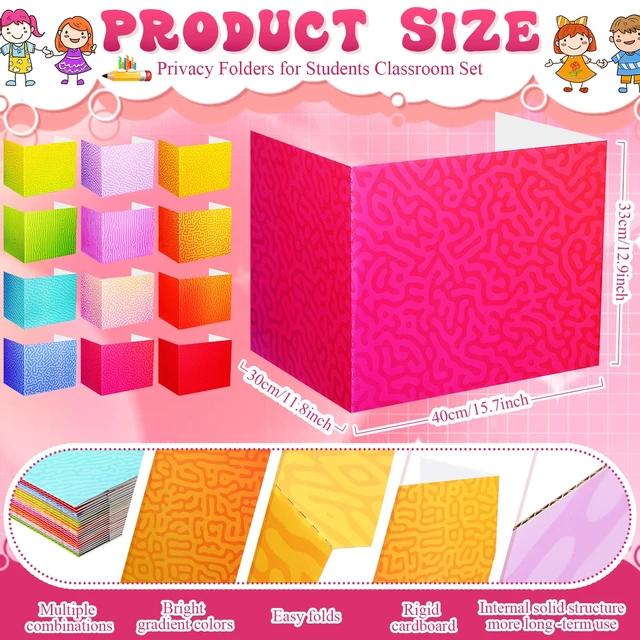 Alt view image 2 of 6 - 24 Pcs Privacy Folders for Students Desk Dividers for Classroom Testing, Trifold Cardboard Privacy Boards, Study Carrels Panel School Teacher Supplies