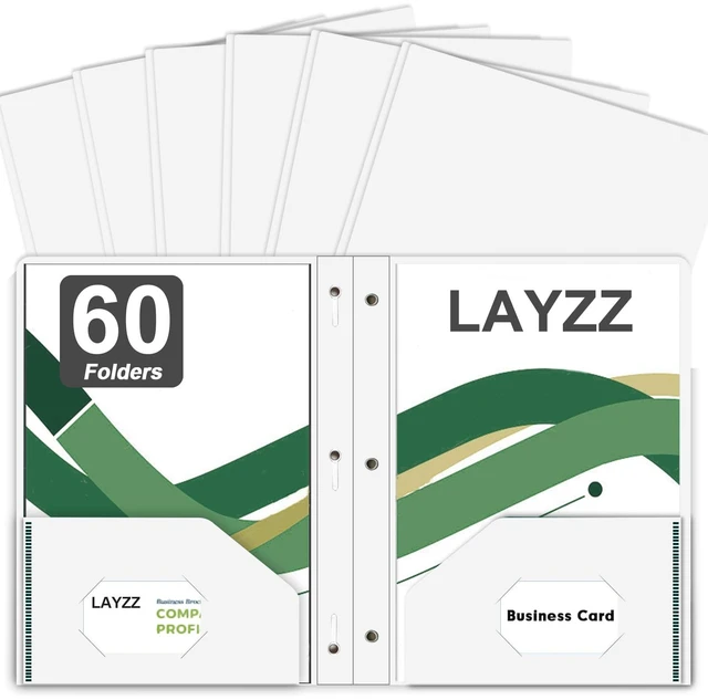 Main image of 60 Pack Plastic 2 Pocket Folders with Prongs, Letter Size White Plastic Folders With Pockets And Prongs, Neatly Organizes Documents For Classroom, Home And Workplace Filing