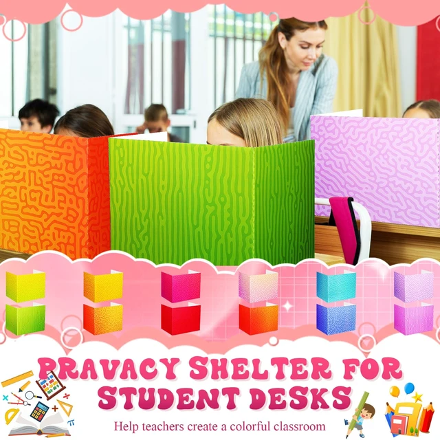 Alt view image 5 of 6 - 24 Pcs Privacy Folders for Students Desk Dividers for Classroom Testing, Trifold Cardboard Privacy Boards, Study Carrels Panel School Teacher Supplies