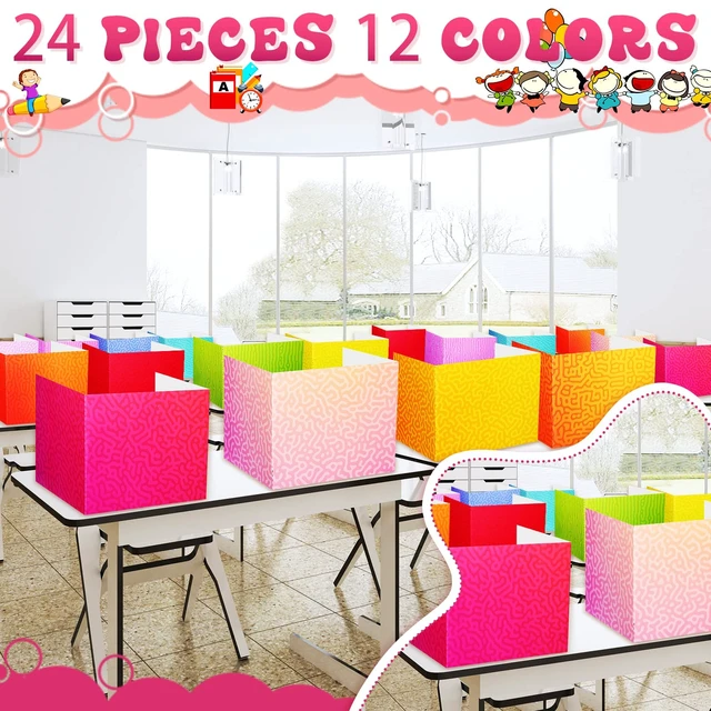 Alt view image 3 of 6 - 24 Pcs Privacy Folders for Students Desk Dividers for Classroom Testing, Trifold Cardboard Privacy Boards, Study Carrels Panel School Teacher Supplies