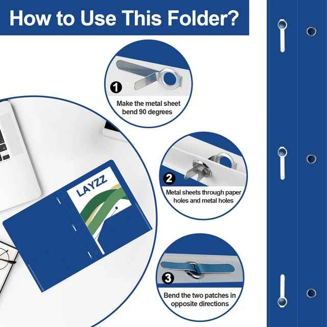 Alt view image 3 of 7 - 60 Pack Plastic 2 Pocket Folders with Prongs, Letter Size Blue Plastic Folders With Pockets And Prongs, Neatly Organizes Documents For Classroom, Home And Workplace Filing