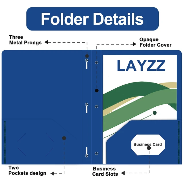 Alt view image 5 of 7 - 60 Pack Plastic 2 Pocket Folders with Prongs, Letter Size Blue Plastic Folders With Pockets And Prongs, Neatly Organizes Documents For Classroom, Home And Workplace Filing