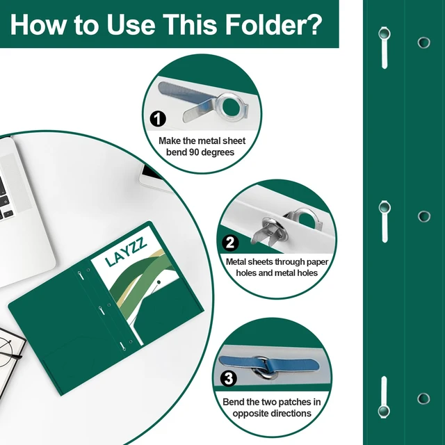 Alt view image 3 of 7 - 60 Pack Plastic 2 Pocket Folders with Prongs, Letter Size Green Plastic Folders With Pockets And Prongs, Neatly Organizes Documents For Classroom, Home And Workplace Filing
