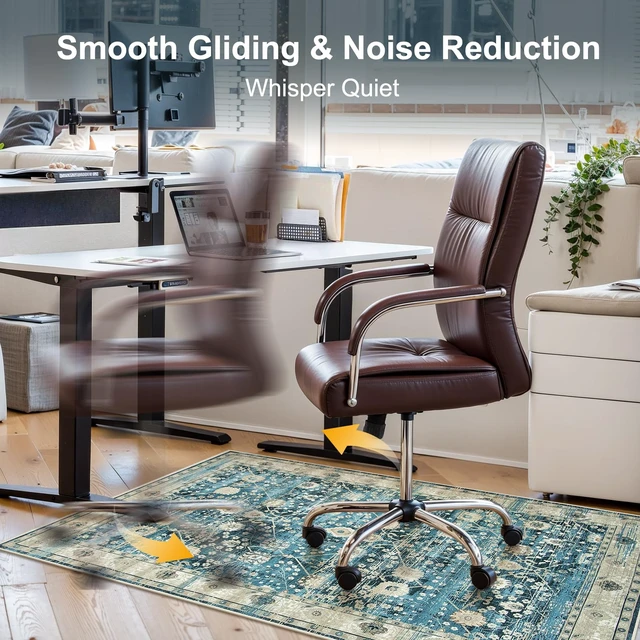 Alt view image 4 of 7 - Home Office Chair Rug for Hardwood Floor, 36"x48" Rolling Chair Protector, Computer Gaming Rug, Low Pile Carpet Floor Mat