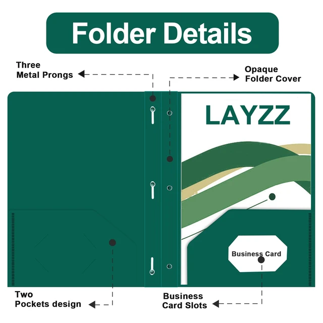 Alt view image 5 of 7 - 60 Pack Plastic 2 Pocket Folders with Prongs, Letter Size Green Plastic Folders With Pockets And Prongs, Neatly Organizes Documents For Classroom, Home And Workplace Filing