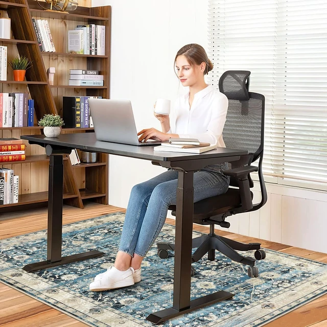 Alt view image 5 of 7 - Home Office Chair Rug for Hardwood Floor, 36"x48" Rolling Chair Protector, Computer Gaming Rug, Low Pile Carpet Floor Mat