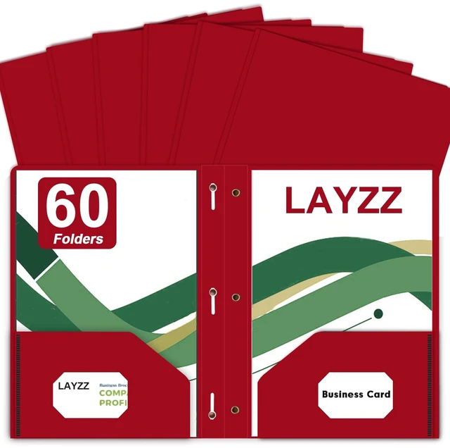 Main image of 60 Pack Plastic 2 Pocket Folders with Prongs, Letter Size Red Folders Plastic Folders With Pockets And Prongs, Neatly Organizes Documents For Classroom, Home And Workplace Filing