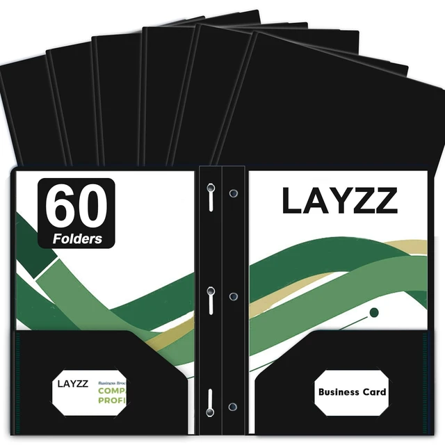 Main image of 60 Pack Plastic 2 Pocket Folders with Prongs, Letter Size Black Plastic Folders With Pockets And Prongs, Neatly Organizes Documents For Classroom, Home And Workplace Filing