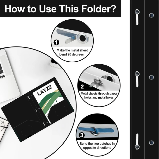 Alt view image 3 of 7 - 60 Pack Plastic 2 Pocket Folders with Prongs, Letter Size Black Plastic Folders With Pockets And Prongs, Neatly Organizes Documents For Classroom, Home And Workplace Filing
