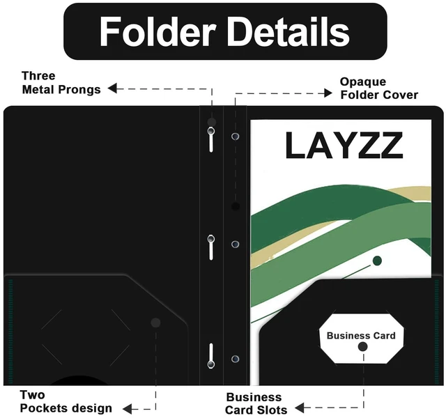 Alt view image 5 of 7 - 60 Pack Plastic 2 Pocket Folders with Prongs, Letter Size Black Plastic Folders With Pockets And Prongs, Neatly Organizes Documents For Classroom, Home And Workplace Filing