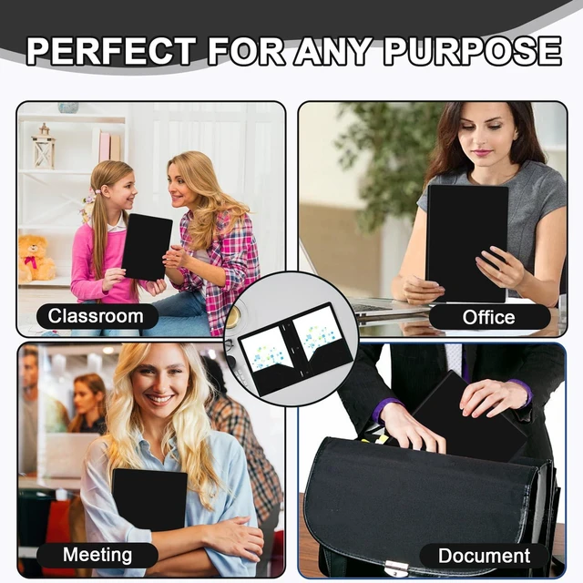 Alt view image 7 of 7 - 60 Pack Plastic 2 Pocket Folders with Prongs, Letter Size Black Plastic Folders With Pockets And Prongs, Neatly Organizes Documents For Classroom, Home And Workplace Filing