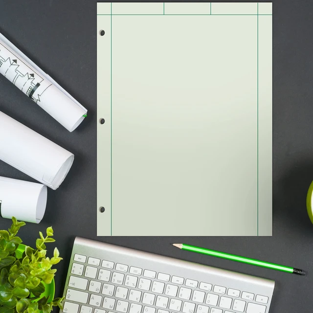 Alt view image 4 of 6 - 5 Pcs Engineering Paper Notebook Engineer Computation Pad,Green Engineering Graph Paper Notepad, 5 Squares Per Inch 3 Hole Punched Computation Pad, 100 Sheets/Pack