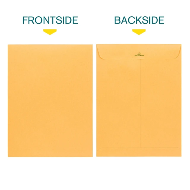 Alt view image 3 of 6 - 9 1/2 x 12 1/2 Clasp Envelopes - 100 Pack - Brown Kraft Catalog Envelopes Gummed Seal Closure 28lb Heavyweight Paper 9.5x12.5 inch Envelopes for Home, Office, Business, Legal or School