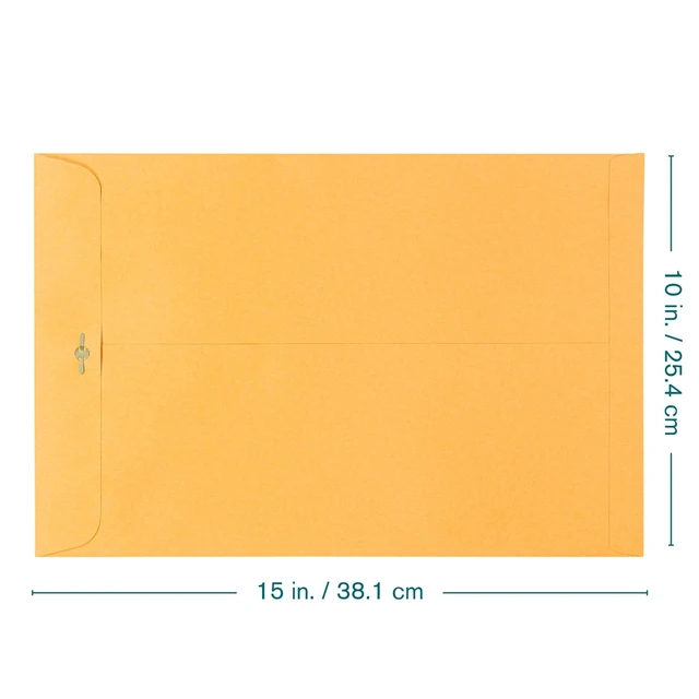 Alt view image 2 of 6 - 10 x 15 Clasp Envelopes - 100 Pack Brown Kraft Catalog Mailing Gummed Seal Envelope - 28lb Heavyweight 10x15 Inches Manila Envelopes for Home, Office, Business, Legal or School