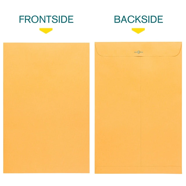 Alt view image 3 of 6 - 10 x 15 Clasp Envelopes - 100 Pack Brown Kraft Catalog Mailing Gummed Seal Envelope - 28lb Heavyweight 10x15 Inches Manila Envelopes for Home, Office, Business, Legal or School