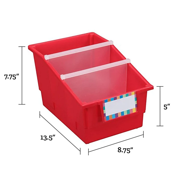 Alt view image 5 of 7 - Rainbow Chapter Book Classroom Library Bins with Dividers 8.75" x 13.5" x 7.75", 4-Pack, Large Plastic Bin Organizers for Book Organization, Documents, Files, Magazines