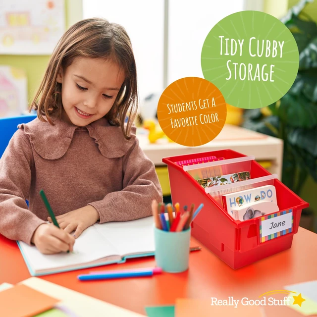 Alt view image 2 of 7 - Rainbow Chapter Book Classroom Library Bins with Dividers 8.75" x 13.5" x 7.75", 4-Pack, Large Plastic Bin Organizers for Book Organization, Documents, Files, Magazines
