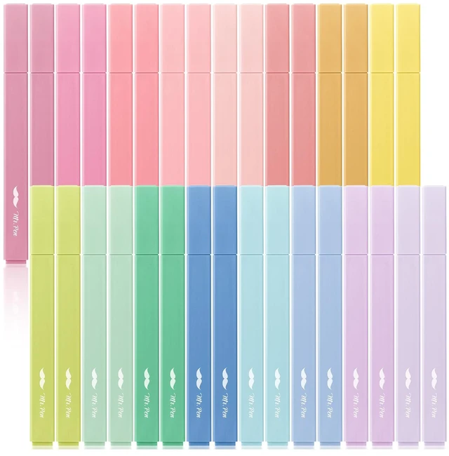 Main image of Aesthetic Highlighters No Bleed Bulk, 32 Pack, Pastel Color Chisel Tip, Cute Highlighters Assorted Colors for Journaling, Highlighting, Underlining, Fast Dry, Back to School Supplies