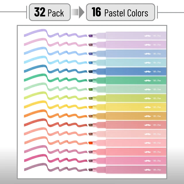 Alt view image 2 of 7 - Aesthetic Highlighters No Bleed Bulk, 32 Pack, Pastel Color Chisel Tip, Cute Highlighters Assorted Colors for Journaling, Highlighting, Underlining, Fast Dry, Back to School Supplies