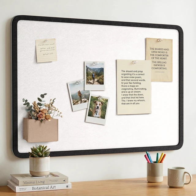 Main image of Bulletin Board Decorative Felt Foldable Vision Photo Pin Boards 36 x 24 inches Black Cork Board Alternative for Walls, Office, Home, Classroom,with Pushpins Small Storage Bag