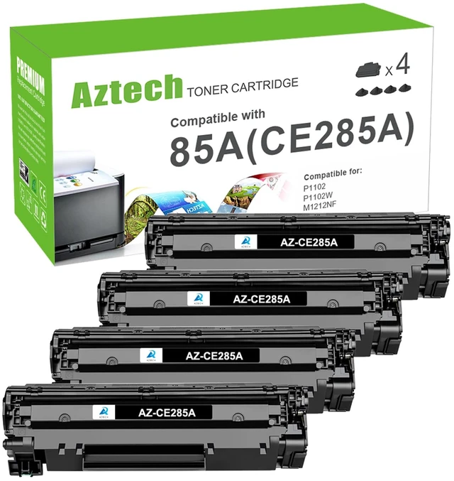 Main image of CE285A 85A Black Toner Cartridge for HP LaserJet P1102w Ink 4 Pack Compatible for HP 85A LaserJet Pro P1102w MFP M1212nf 1102w P1100 M1217nfw M1132 M1130 M1212nf P1109w M1210 Printer