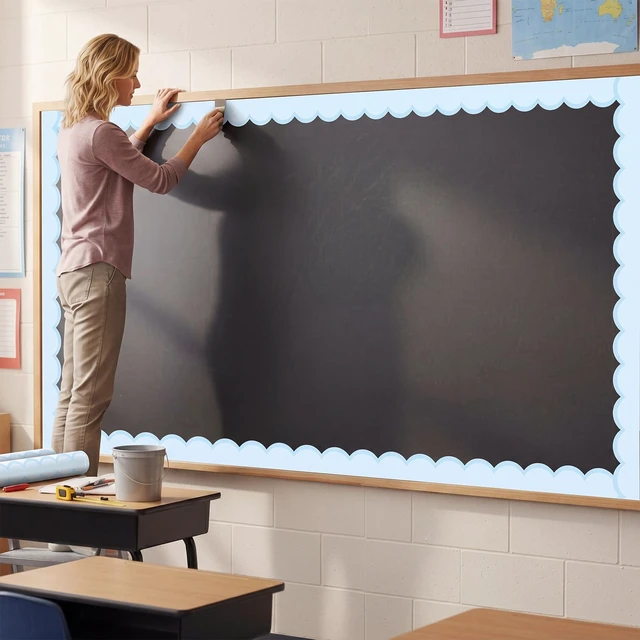 Alt view image 5 of 6 - 65 Ft Pastel Blue Bulletin Board Borders for Classroom Decor Contrasting Pastel Back to School Decoration, Scalloped Roll Border Trim for Classroom, Chalkboard, Wall, Office Decor