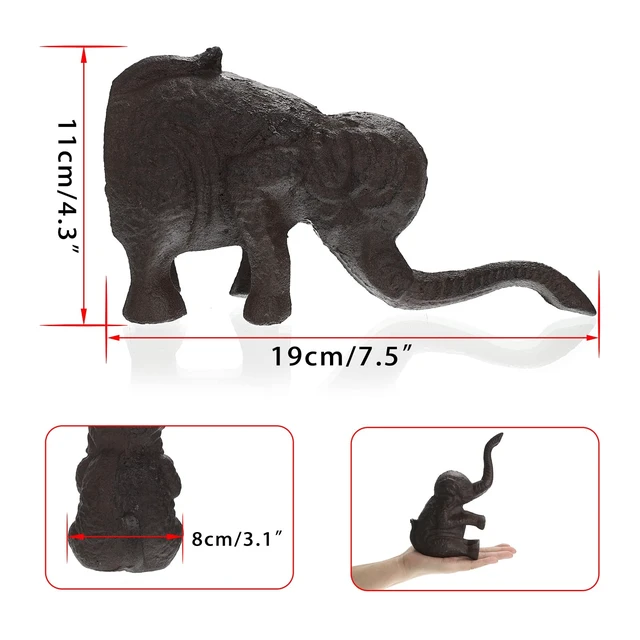 Alt view image 3 of 7 - Cast Iron Cute Elephant Door Stop - Heavy Duty Floor Door Stopper Avoid Drilling Hole, Vintage Iron Doorstop for Patio Yard Garden Farmhouse Home Office Commercial Industrial