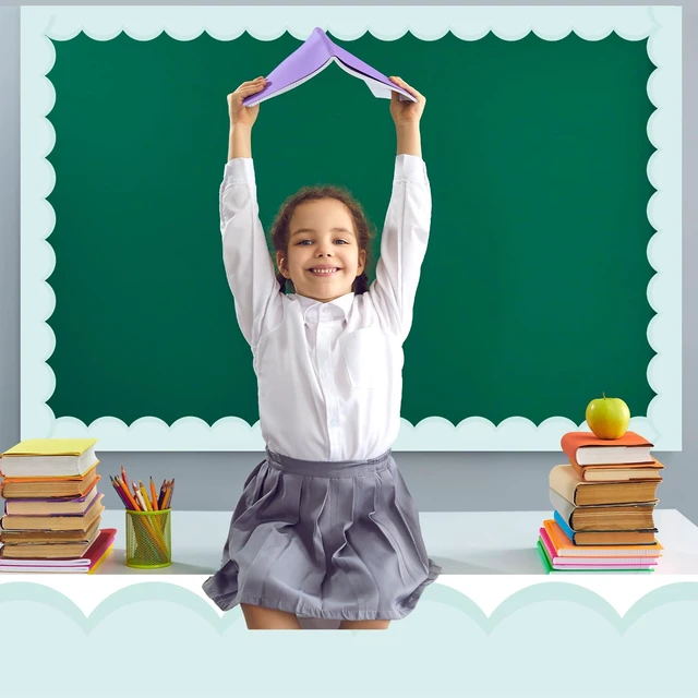 Alt view image 5 of 6 - 65 ft Pastel Green Bulletin Board Borders for Classroom Decor Scalloped Pastel Contrasting Bulletin Board Roll, for Back to School, Classroom, Chalkboard, Home, Wall, Office Decor