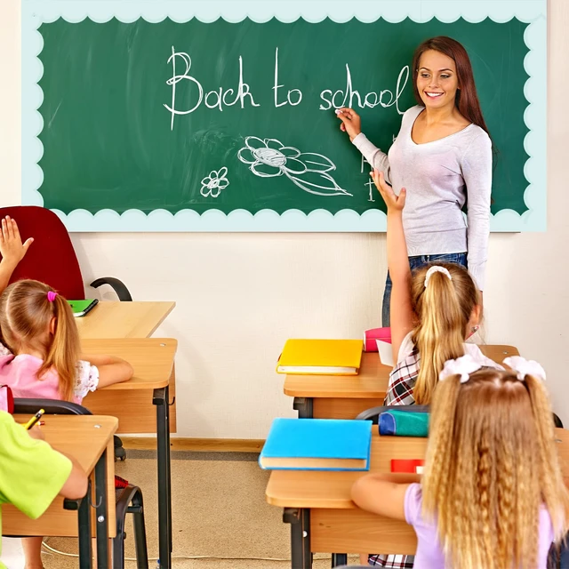 Alt view image 6 of 6 - 65 ft Pastel Green Bulletin Board Borders for Classroom Decor Scalloped Pastel Contrasting Bulletin Board Roll, for Back to School, Classroom, Chalkboard, Home, Wall, Office Decor